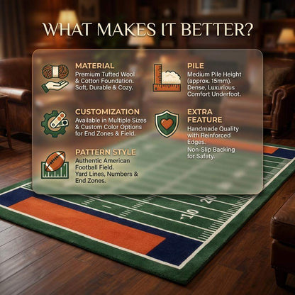 Football Field Area Rug for Game Room Decor __etsy:7651626861
