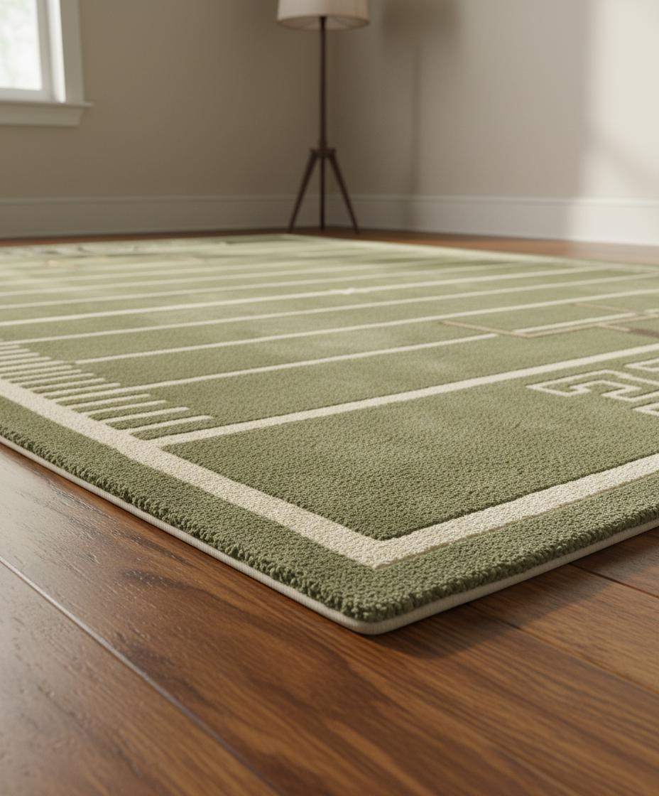 Football Field Area Rug for Game Room Decor