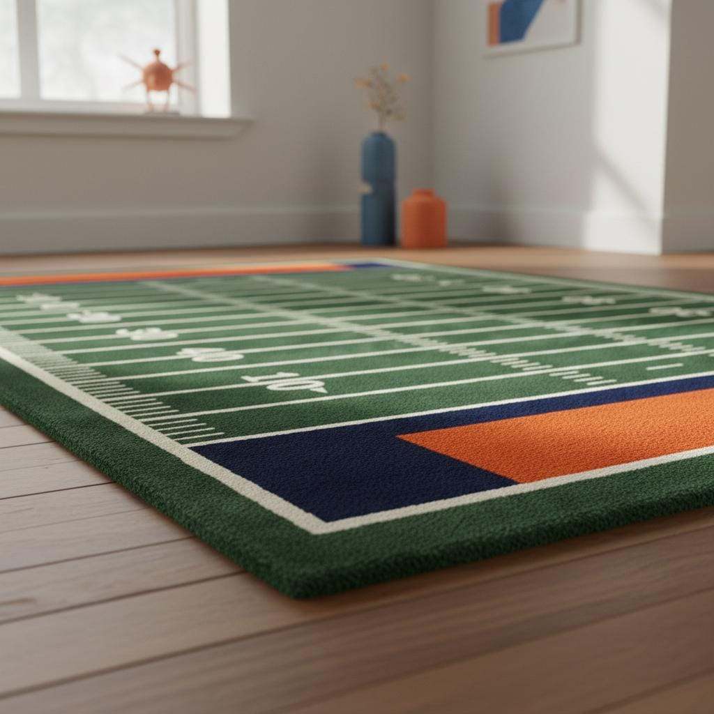 Football Field Area Rug for Game Room Decor __etsy:7651626831