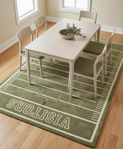 Football Field Area Rug for Game Room Decor