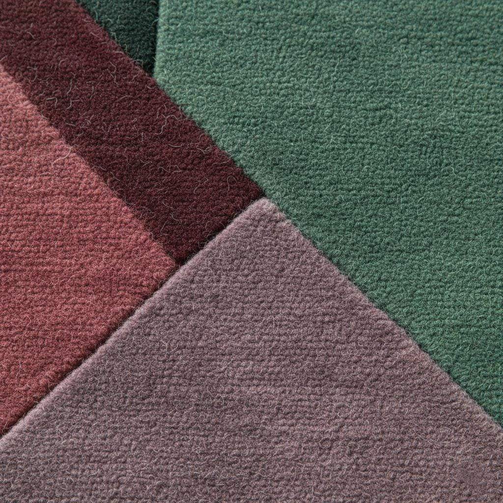 Geometric Art Deco Area Rug: Burgundy, Teal & Green Color Blocks