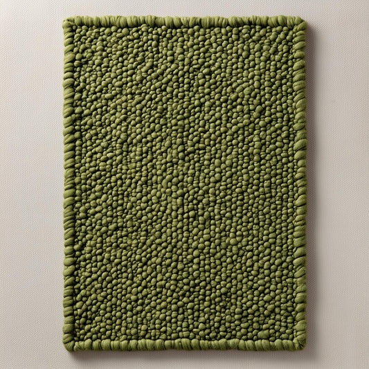Green pebble texture rug with chunky moss-inspired 3D design, hand-tufted and customizable size