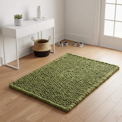 Green Pebble Texture Rug, Chunky Moss Style, Hand-Tufted Carpet, Custom Size