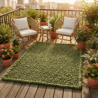 Green Pebble Texture Rug, Chunky Moss Style, Hand-Tufted Carpet, Custom Size