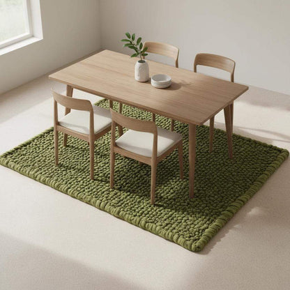 Green Pebble Texture Rug, Chunky Moss Style, Hand-Tufted Carpet, Custom Size