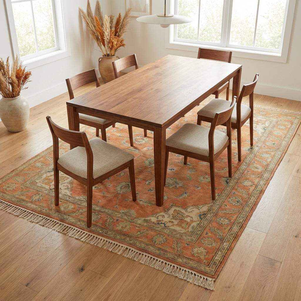 The underside of the rug showing the authentic hand-knotted weave pattern, confirming handmade construction without latex backing.