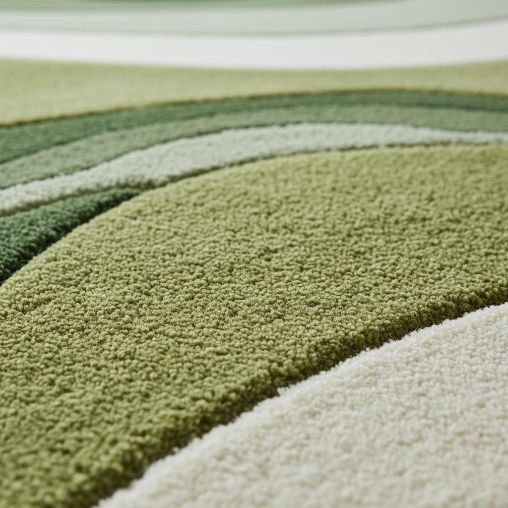 Hand-Tufted Moss Green Wave Rug: Organic Textured Carpet