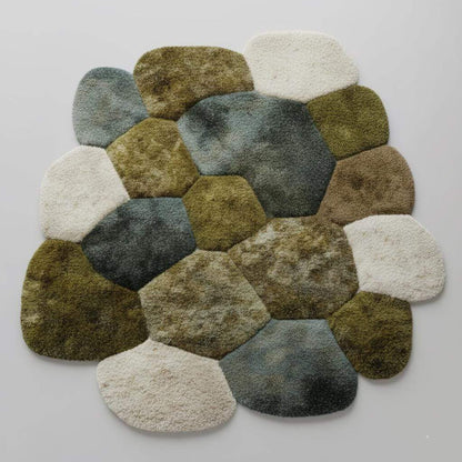 Hand-Tufted Pebble Rug: Organic Moss Shag, Biophilic Earth Tones Teppich