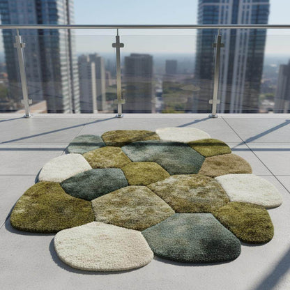 Hand-Tufted Pebble Rug: Organic Moss Shag, Biophilic Earth Tones Teppich