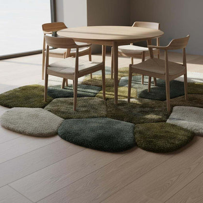 Hand-Tufted Pebble Rug: Organic Moss Shag, Biophilic Earth Tones Teppich