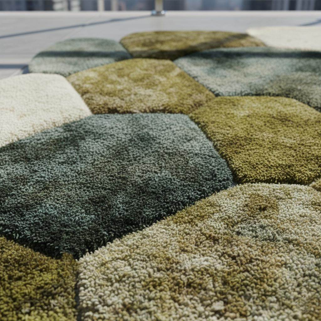 Hand-Tufted Pebble Rug: Organic Moss Shag, Biophilic Earth Tones Teppich
