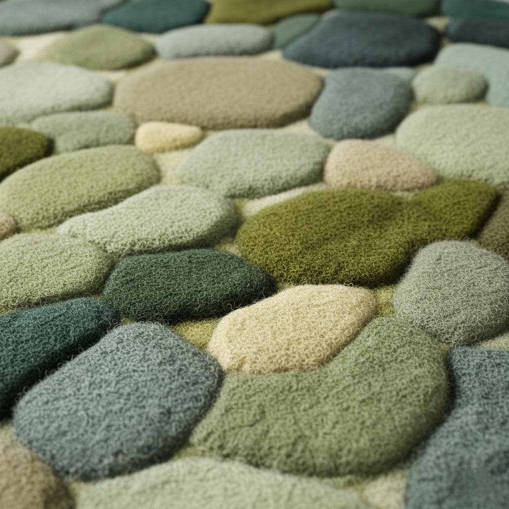 Hand Tufted Round Pebble Texture Rug • Green Teal Wool Accent Rug • Home Décor Modern Mid-Century Carpet Teppich • Handmade Area Rugs & Rug