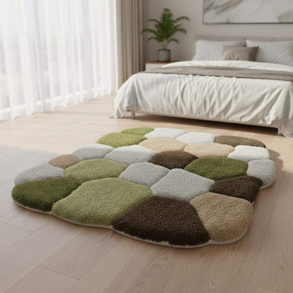 Hand-Tufted Wool Area Rug: Irregular Earth Tones Sculpted Carpet Teppich