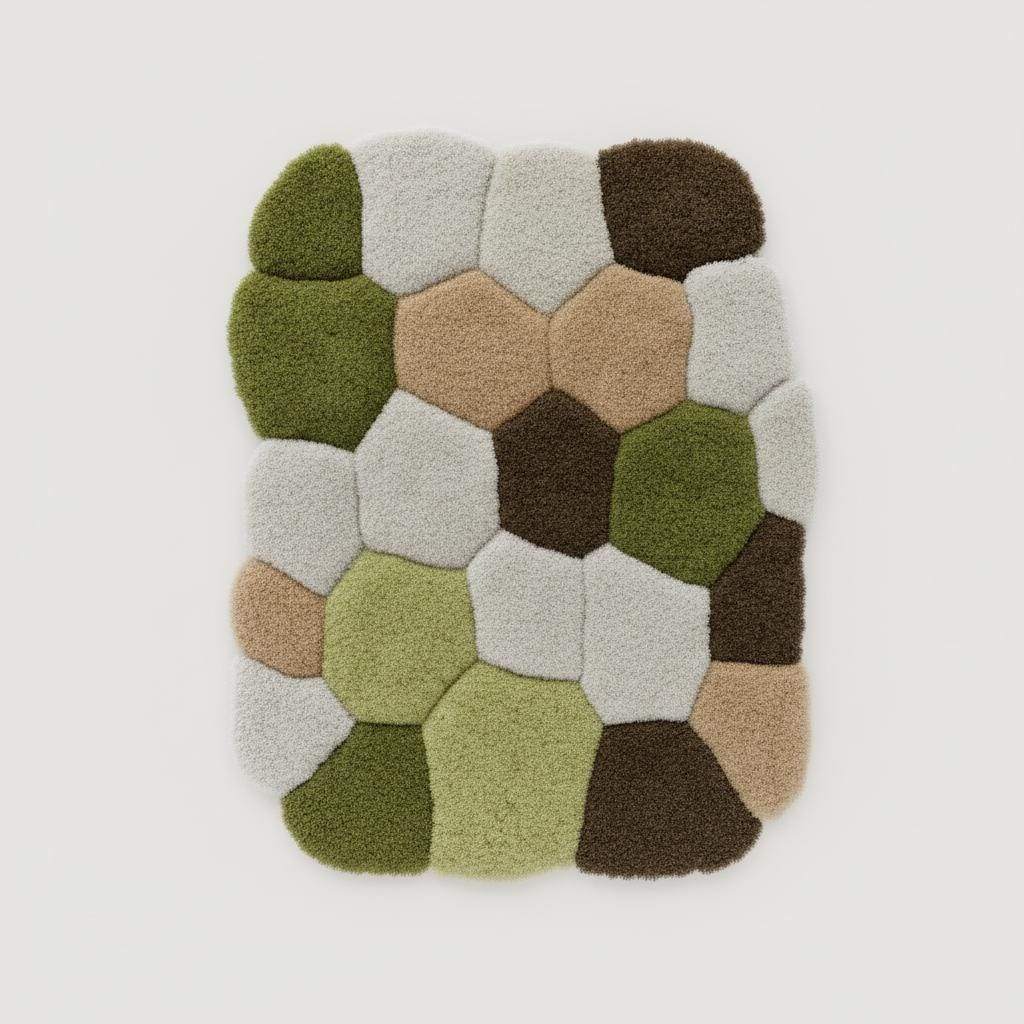 Hand-Tufted Wool Area Rug: Irregular Earth Tones Sculpted Carpet Teppich