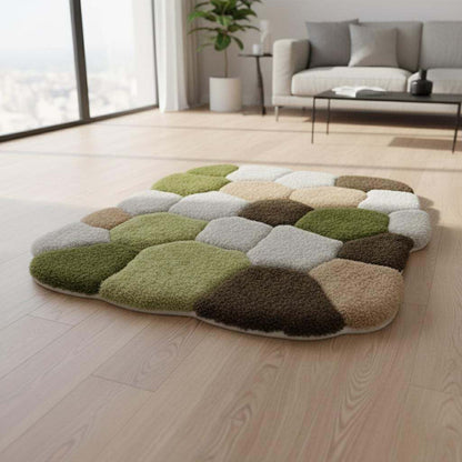 Hand-Tufted Wool Area Rug: Irregular Earth Tones Sculpted Carpet Teppich