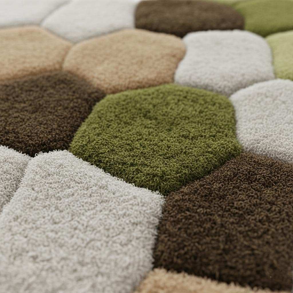 Hand-Tufted Wool Area Rug: Irregular Earth Tones Sculpted Carpet Teppich