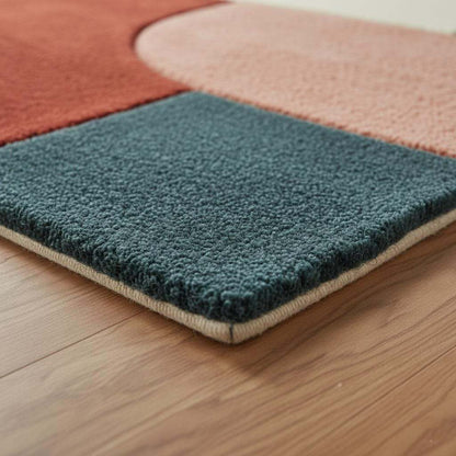 Hand-Tufted Wool Area Rug: Modern Abstract Organic Shapes Teppich