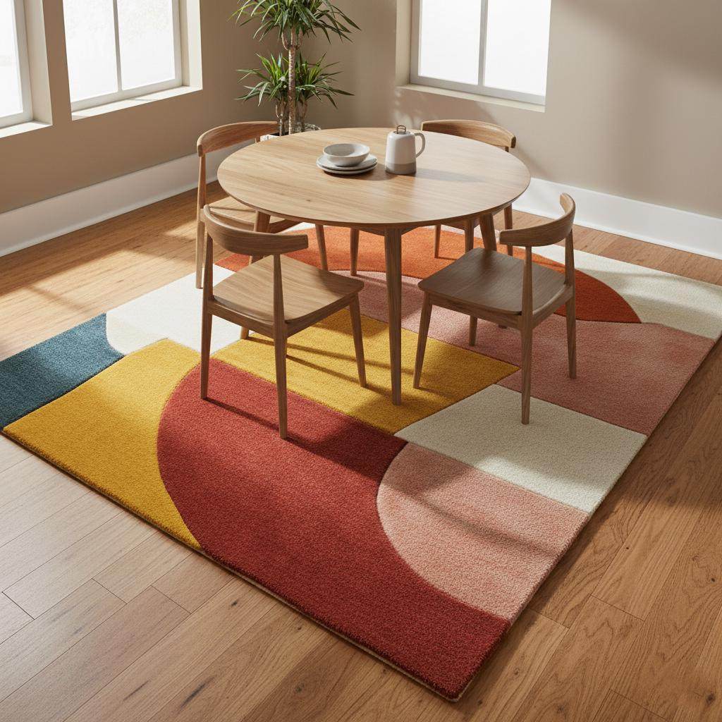 Hand-Tufted Wool Area Rug: Modern Abstract Organic Shapes Teppich