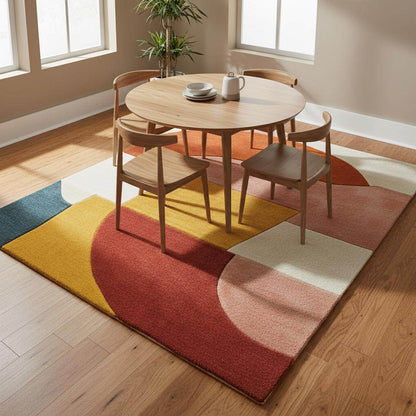 Hand-Tufted Wool Area Rug: Modern Abstract Organic Shapes Teppich