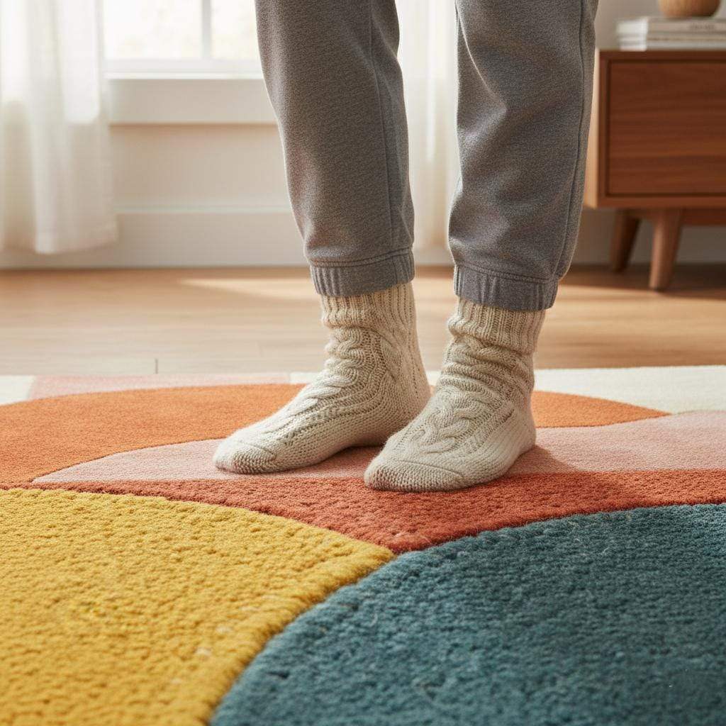 Hand-Tufted Wool Area Rug: Modern Abstract Organic Shapes Teppich