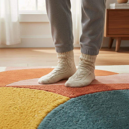 Hand-Tufted Wool Area Rug: Modern Abstract Organic Shapes Teppich