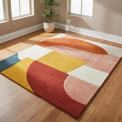Hand-Tufted Wool Area Rug: Modern Abstract Organic Shapes Teppich