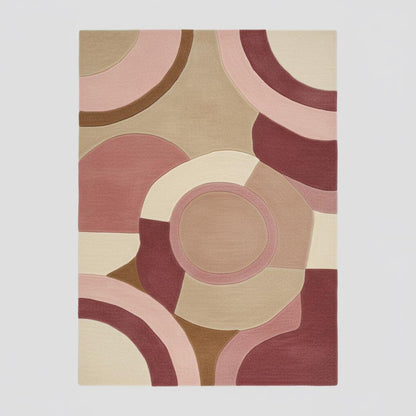 Hand-Tufted Wool Rug – Pastel Pink Art Deco Geometric Carpet