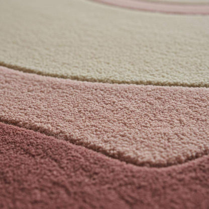 Hand-Tufted Wool Rug – Pastel Pink Art Deco Geometric Carpet