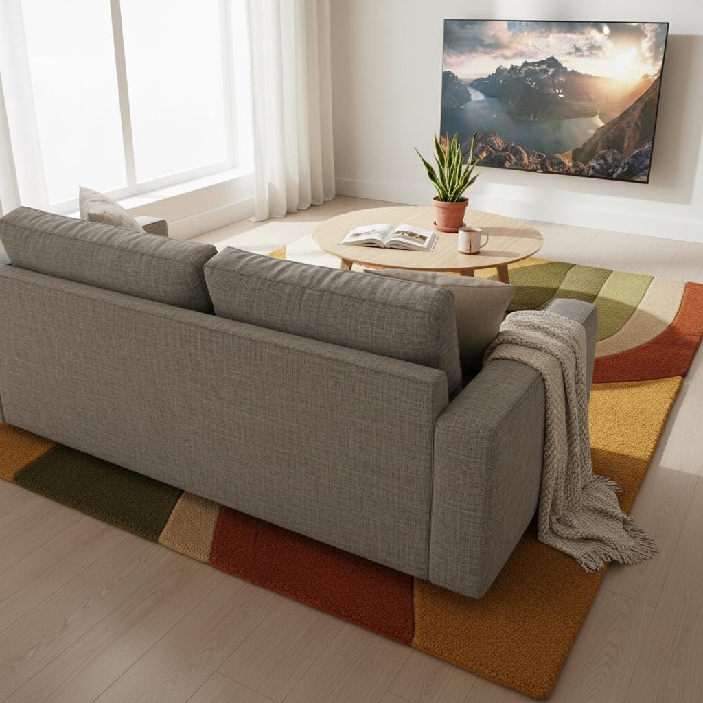 Hand-Tufted Wool Rug – Retro Abstract Sculptural Design Teppich