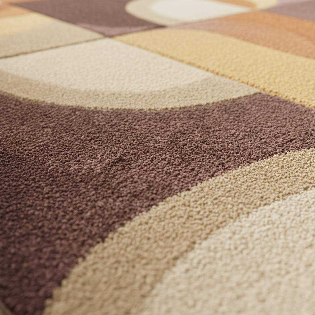 Hand-tufted Geometric Wool Rug — Mid-Century Modern Abstract Area Rug, Mustard Terracotta Plum, 5x7 6x9 7x10, Living Room Statement Decor