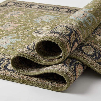 Hand Knotted Elephant Persian Area Rug for Living Room