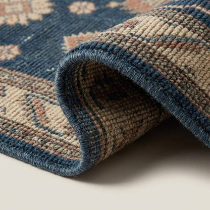 Hand Knotted Floral Oushak Rug Blue Vintage Carpet Living Room Wool Area Rug Traditional Indo-Persian Style __etsy:7663824434