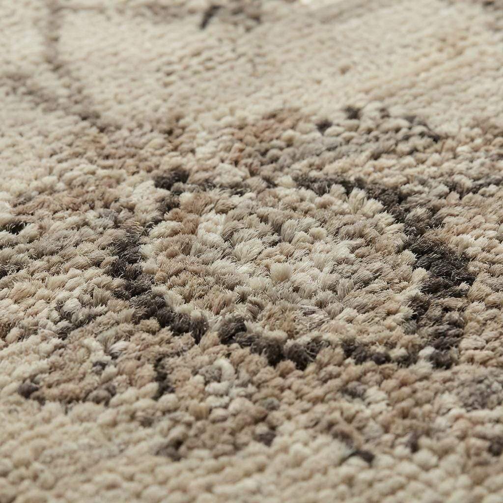 Hand Knotted Oushak Area Rug, Ivory Floral Wool Living Room Carpet