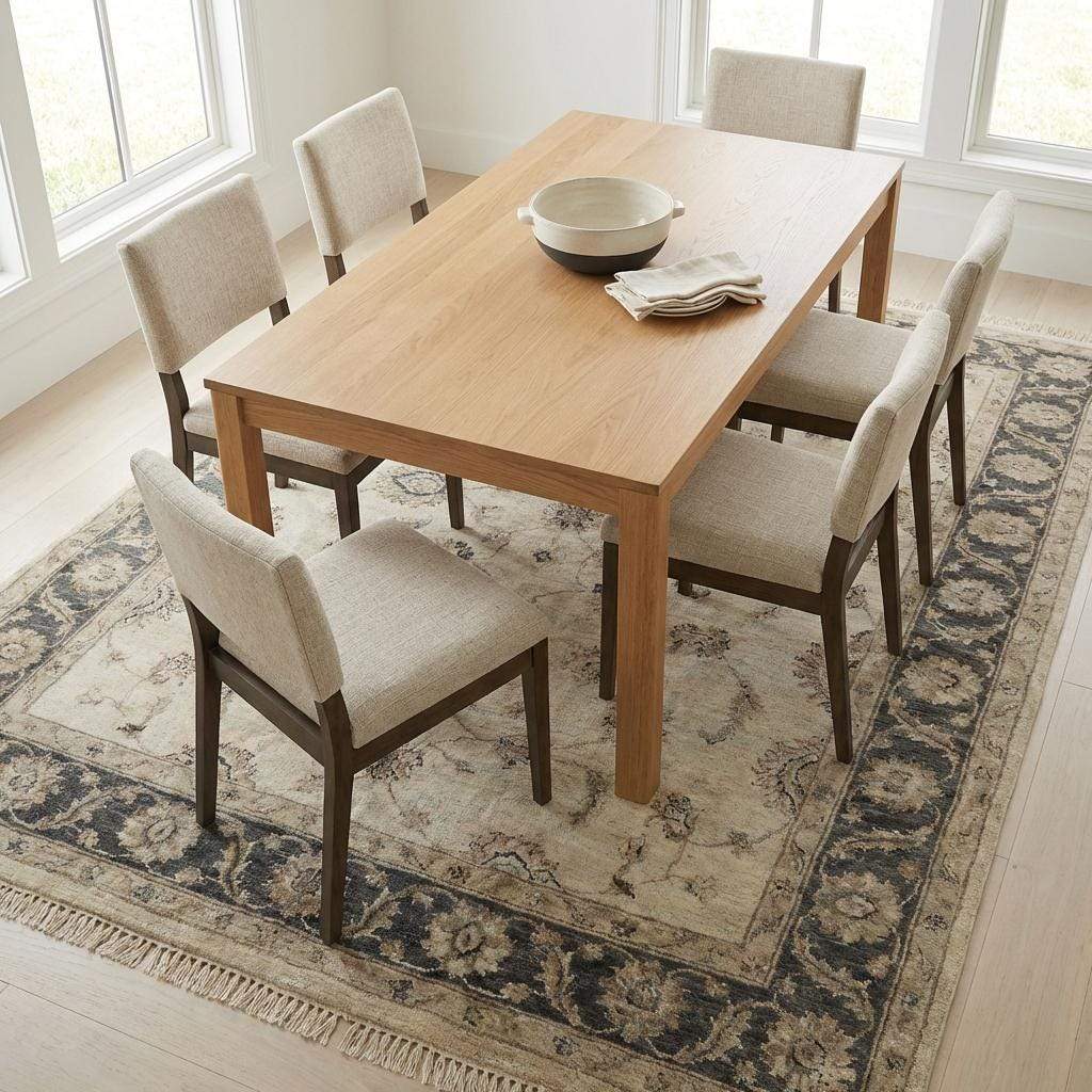 Hand Knotted Oushak Area Rug, Ivory Floral Wool Living Room Carpet