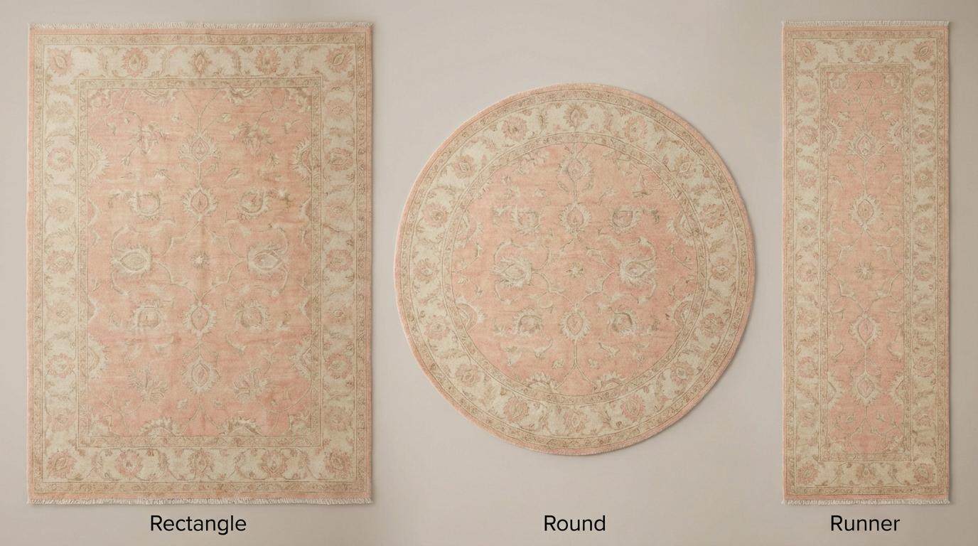 Hand Knotted Oushak Floral Rug Blush Peach Wool Area Rug Traditional Persian Style Living Room Bedroom Decor Soft Neutral Handmade Carpet