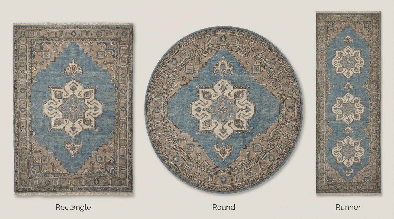 Hand Knotted Oushak Rug Blue Wool Vintage Style Living Room Area Rug