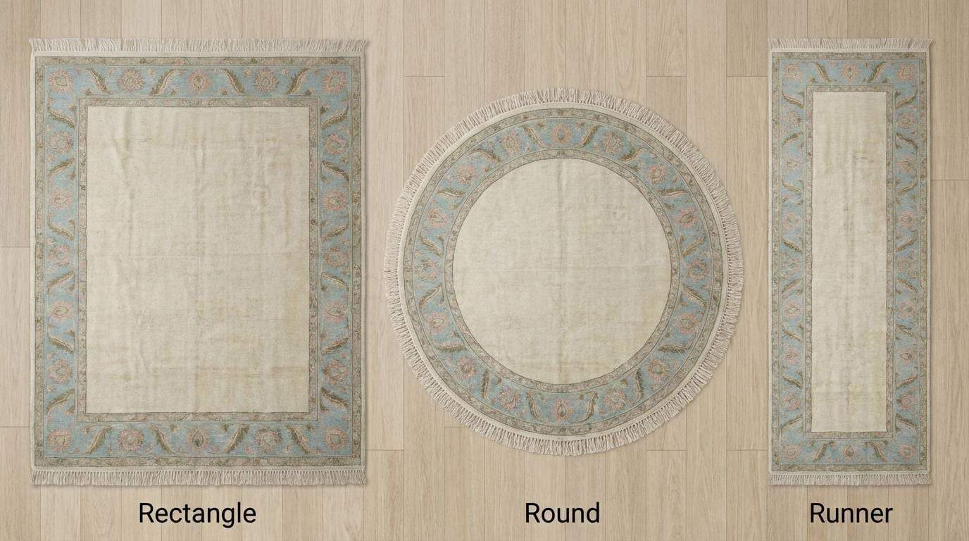 Hand Knotted Oushak Rug Ivory Blue Floral Border Area Rug Soft Neutral Living Room Rug Handmade Wool Persian Style Carpet 9x12 , 10x14