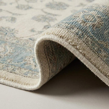 Hand Knotted Oushak Rug, Ivory Sage Floral Wool Area Rug