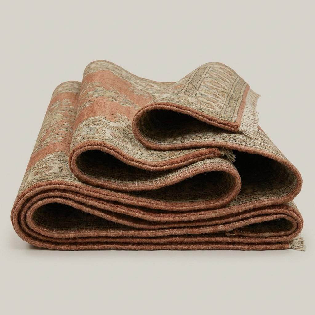 Hand Knotted Oushak Rug, Rust Medallion Wool Area Rug