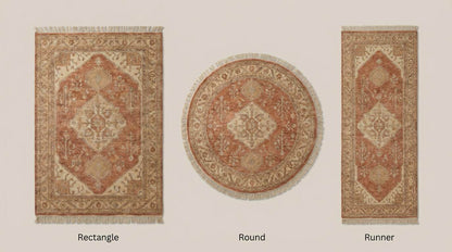 Hand Knotted Oushak Rug 8x10, Terracotta Vintage Medallion Wool Area Rug for Living Room, Turkish Style Handmade Carpet __etsy:7779044523