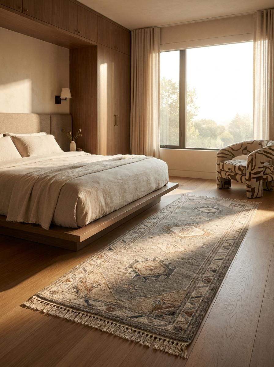 Hand Knotted Oushak Runner Rug, Neutral Tribal Hallway Carpet, Beige Wool Turkish Style Entryway Decor __etsy:8139873741