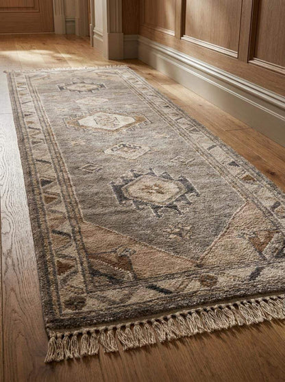 Turkish inspired hand knotted wool rug featuring traditional tribal medallions and heirloom-quality craftsmanship __etsy:8091967362