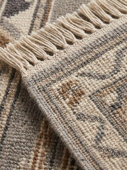 Hand Knotted Oushak Runner Rug, Neutral Tribal Hallway Carpet, Beige Wool Turkish Style Entryway Decor __etsy:8091967376