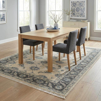 Hand Knotted Oushak Runner Rug, Wool Floral Kitchen Hallway Carpet