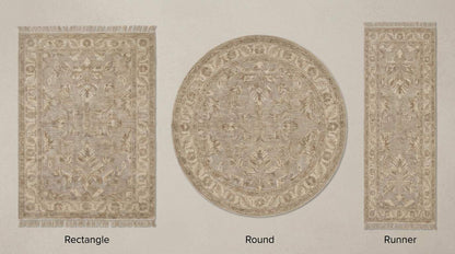 Hand Knotted Oushak Style Rug Neutral Beige Floral Vintage Wool Area Rug Living Room Handmade Persian Inspired Carpet 9x12 , 8x10