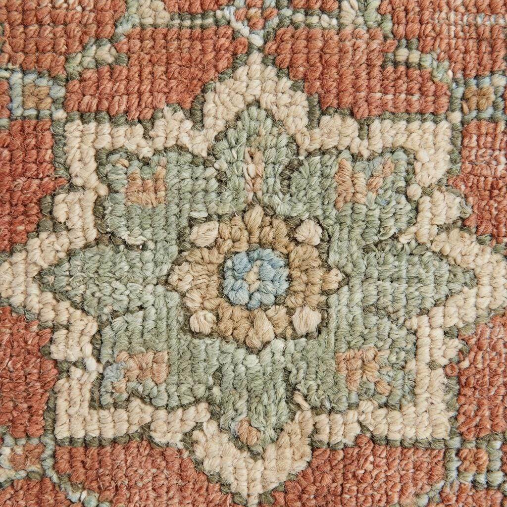 Hand Knotted Oushak Style Wool Rug, Floral Medallion Area Carpet