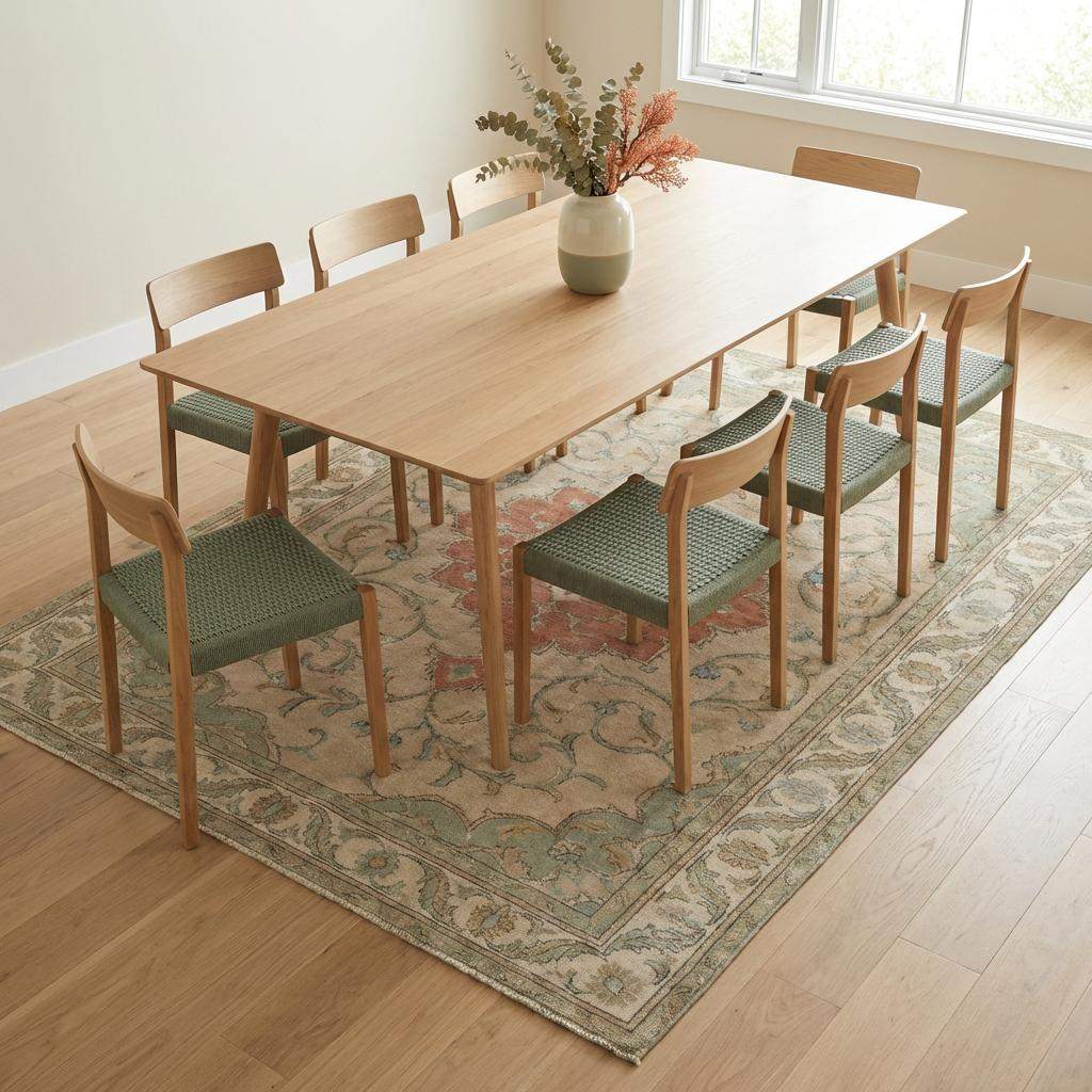 Hand Knotted Oushak Style Wool Rug, Floral Medallion Area Carpet