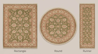 Hand Knotted Oushak Style Wool Rug 8x10, 12x14 Olive Green Floral Area Rug Vintage Indo-Persian Style Living Room Carpet __etsy:7854883205