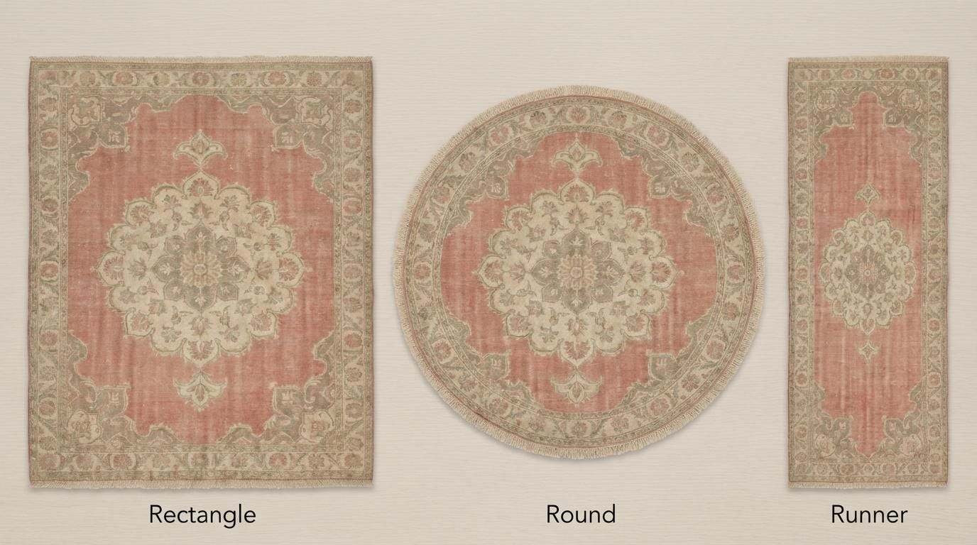 Hand Knotted Oushak Wool Area Rug With Faded Pink Medallion