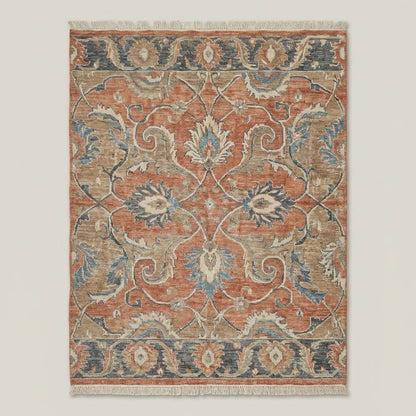 Vintage style Oushak rug featuring traditional floral pattern and muted earthy color palette